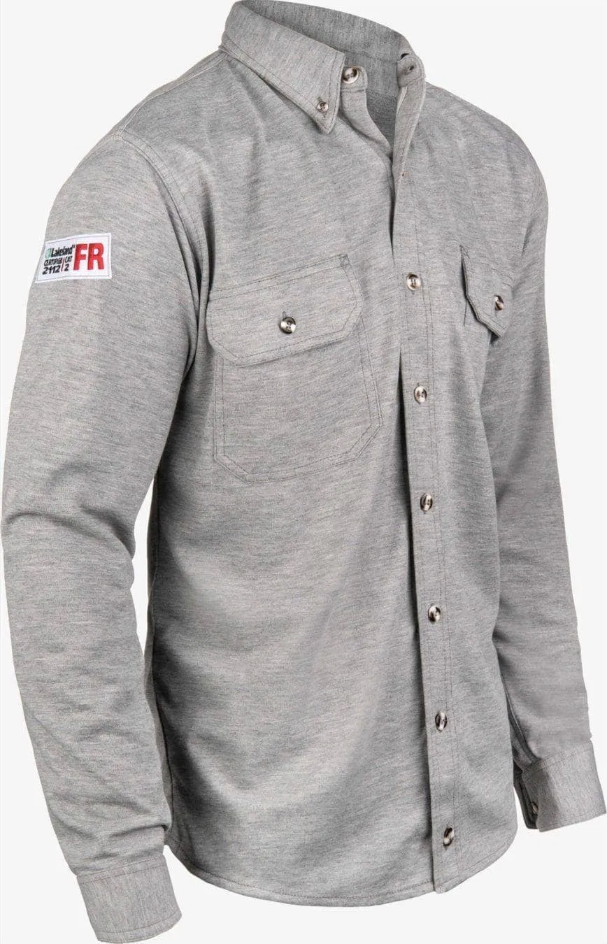 LAKELAND FR - Men's High Performance FR Knit Button Up Shirt, Heather Gray