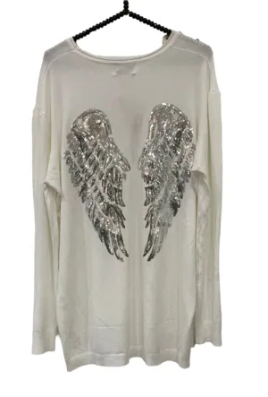 Limited Edition Angels Batwing Jumper In White Made In Italy By Feathers Of Italy