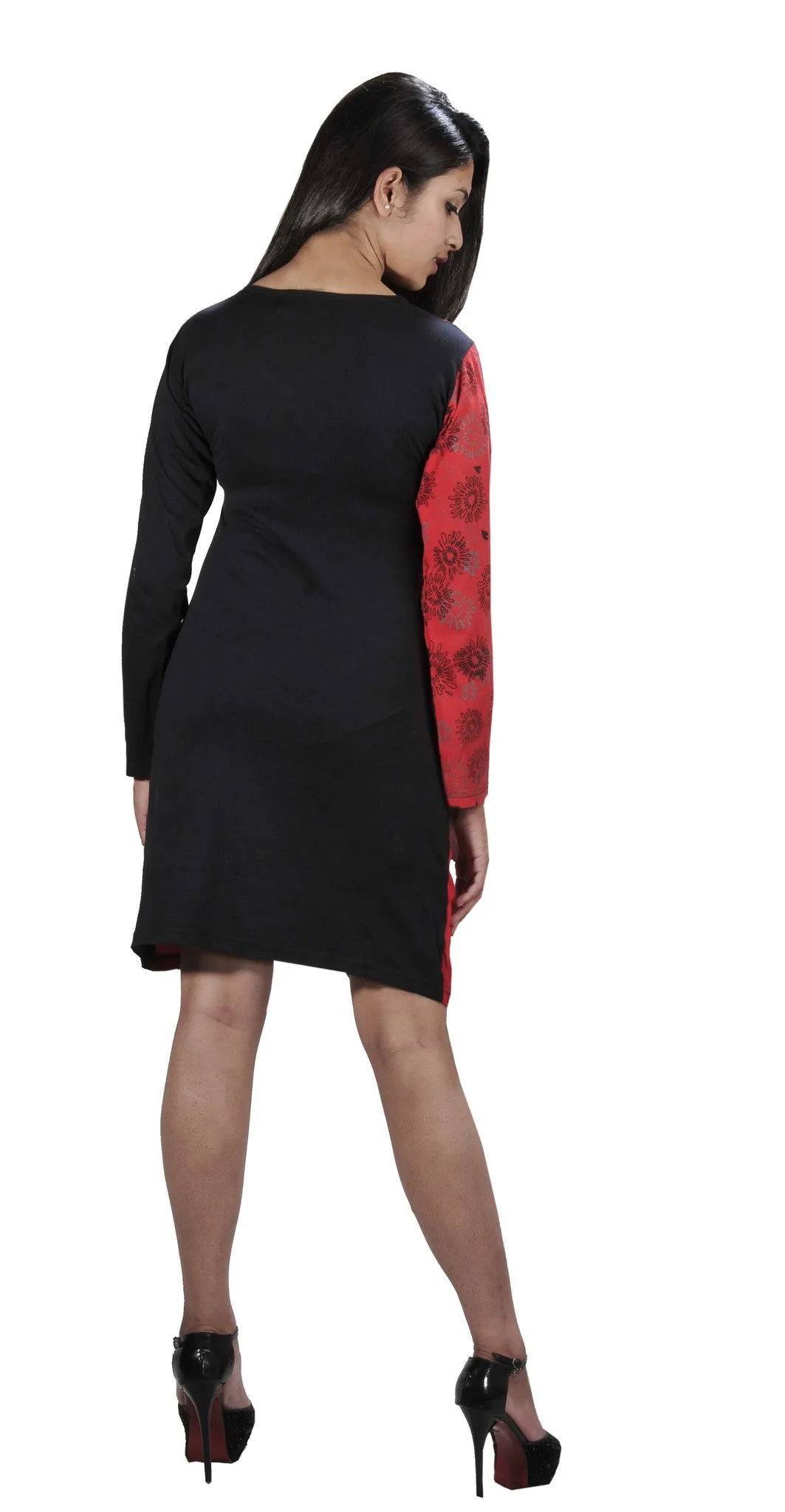 long-sleeved-dress-with-v-neck-design-and-tree-embroidery-red-rover-red-3001