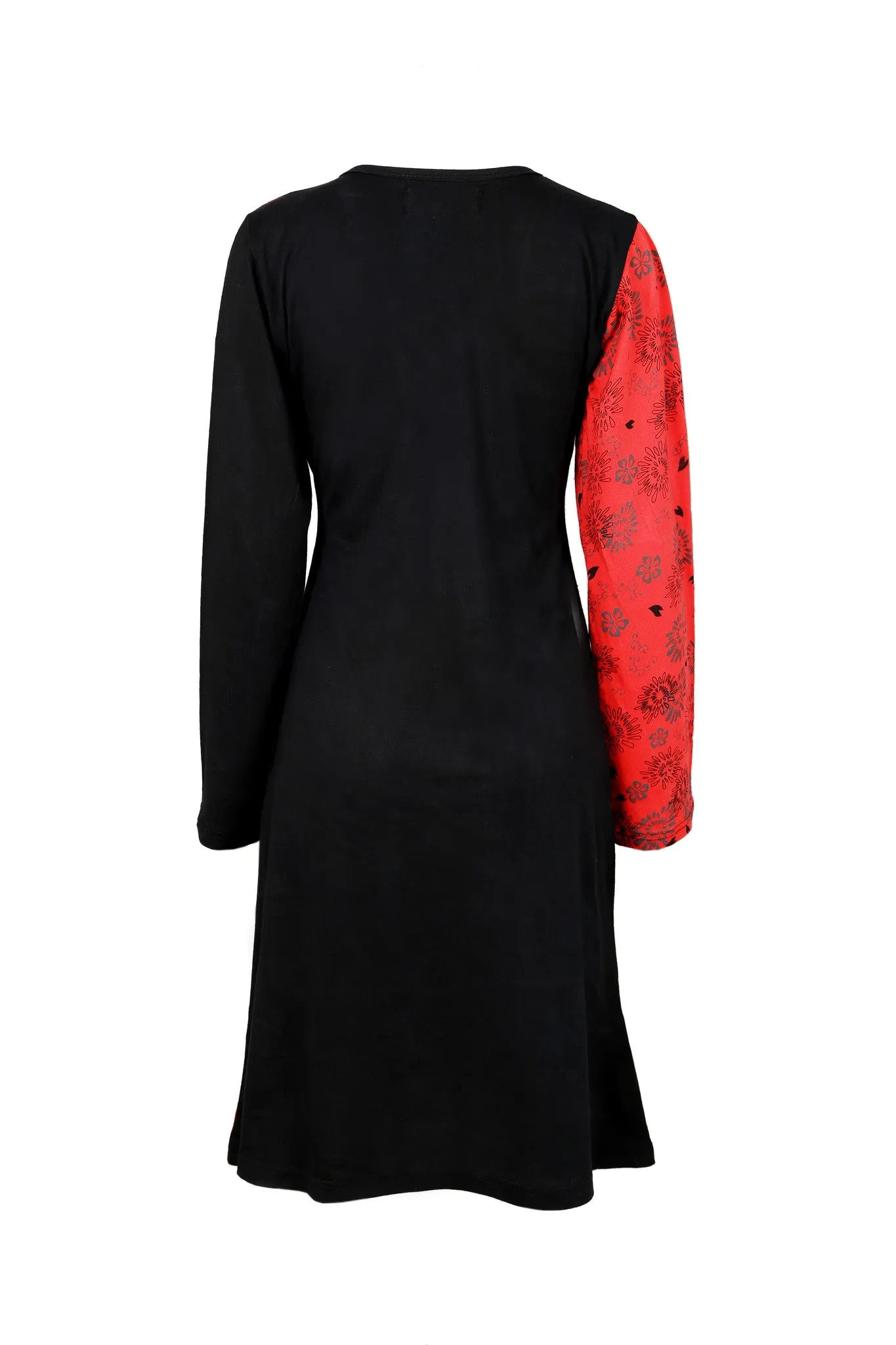 long-sleeved-dress-with-v-neck-design-and-tree-embroidery-red-rover-red-3001