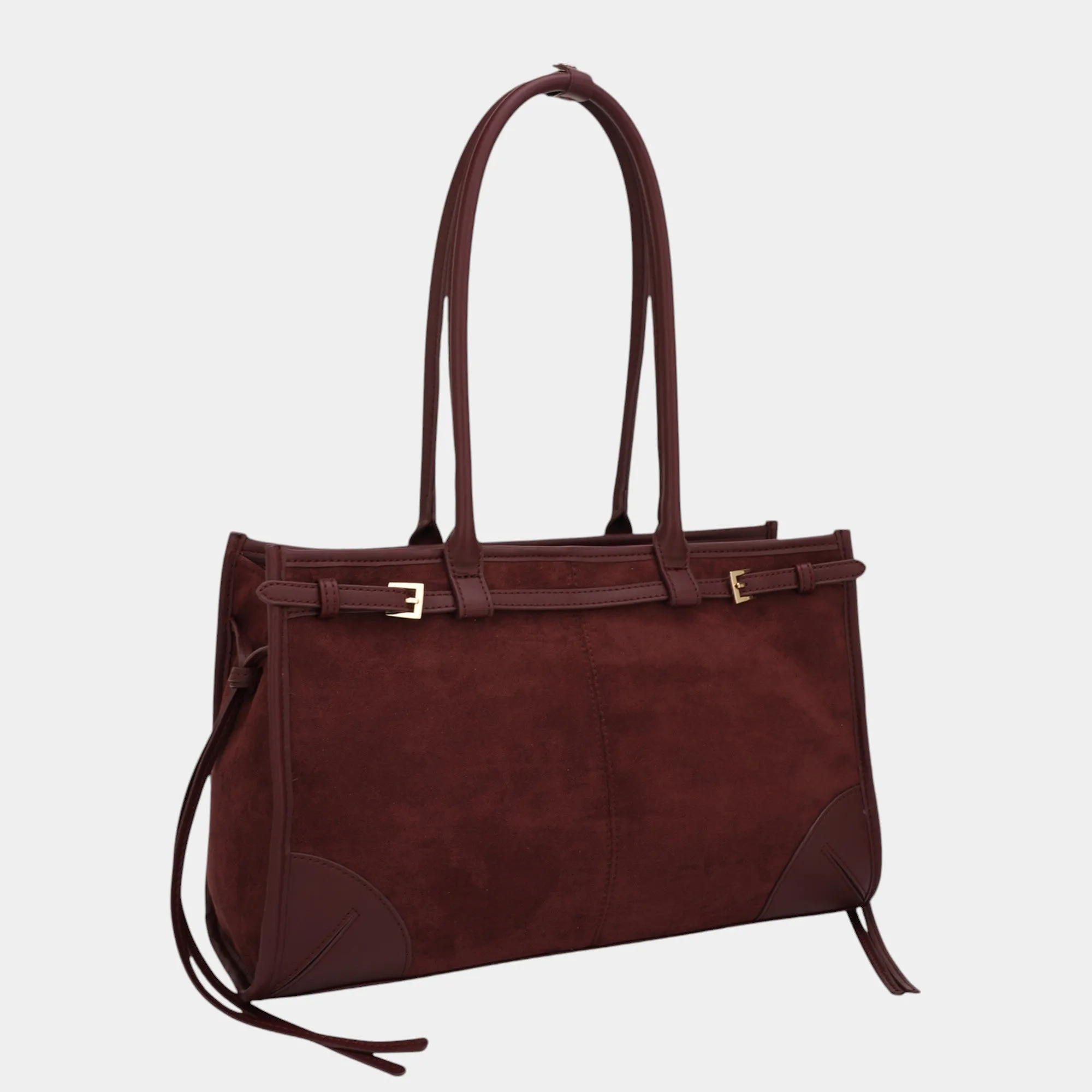 Luxe Elegance Structured Suede and Vegan Leather Tote