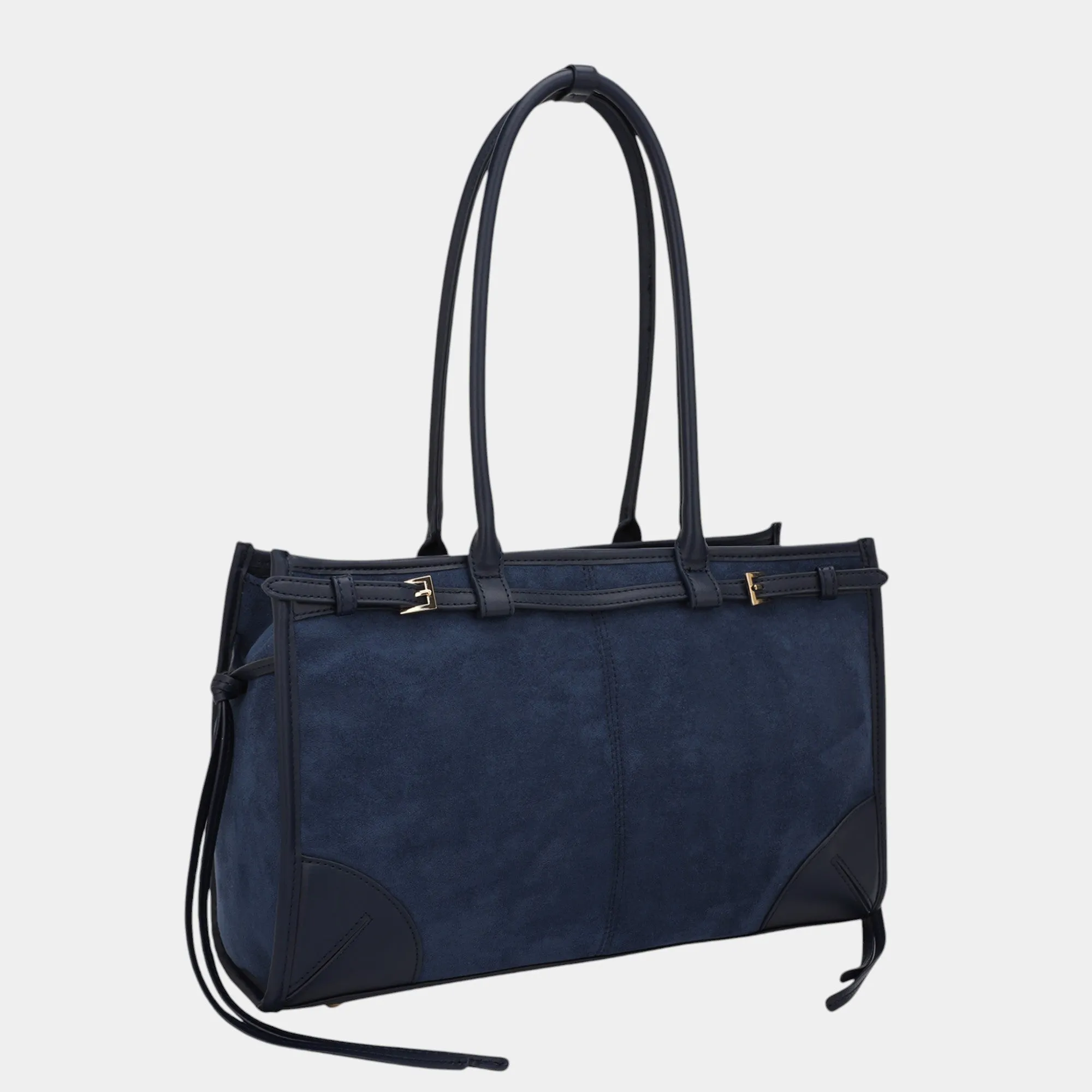 Luxe Elegance Structured Suede and Vegan Leather Tote