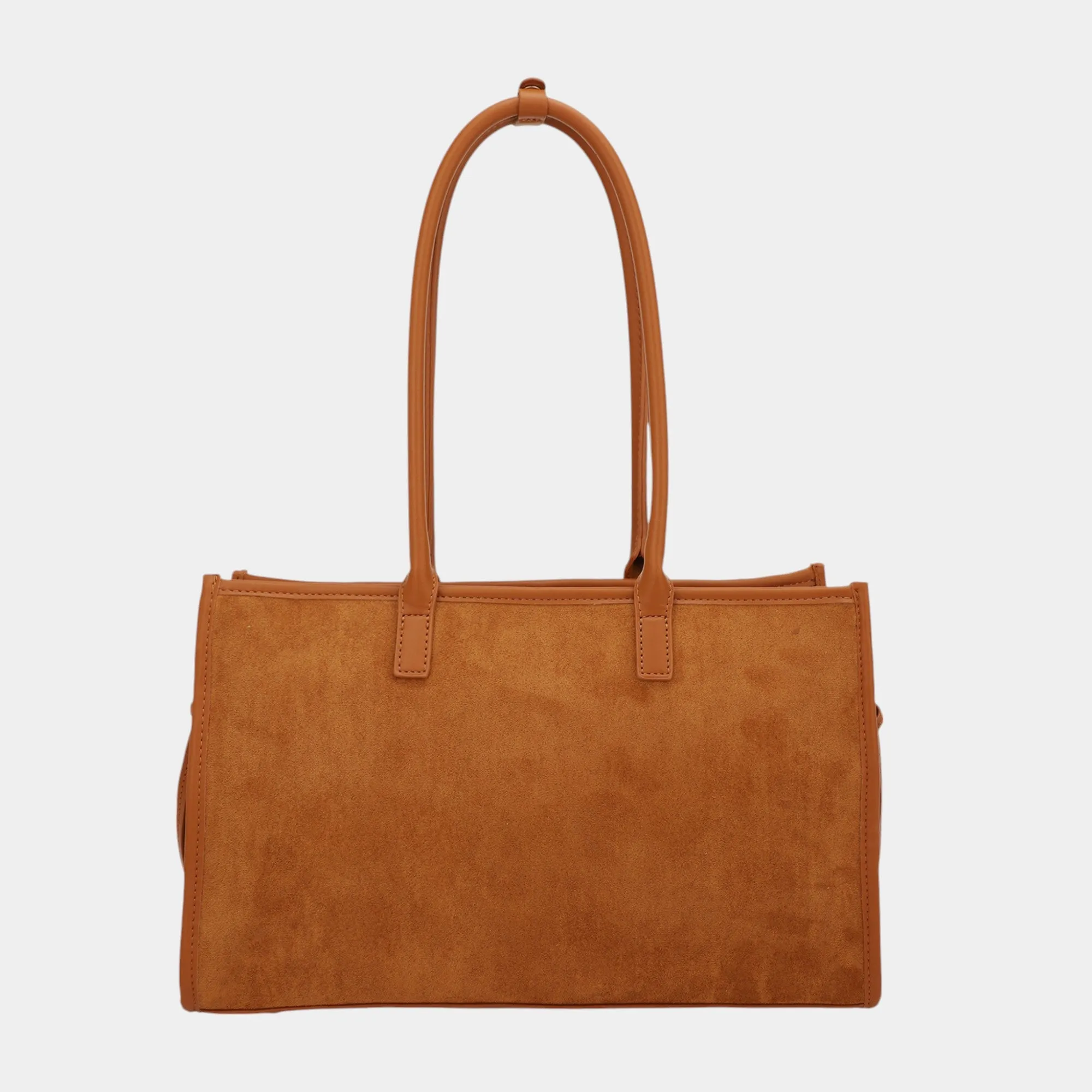 Luxe Elegance Structured Suede and Vegan Leather Tote