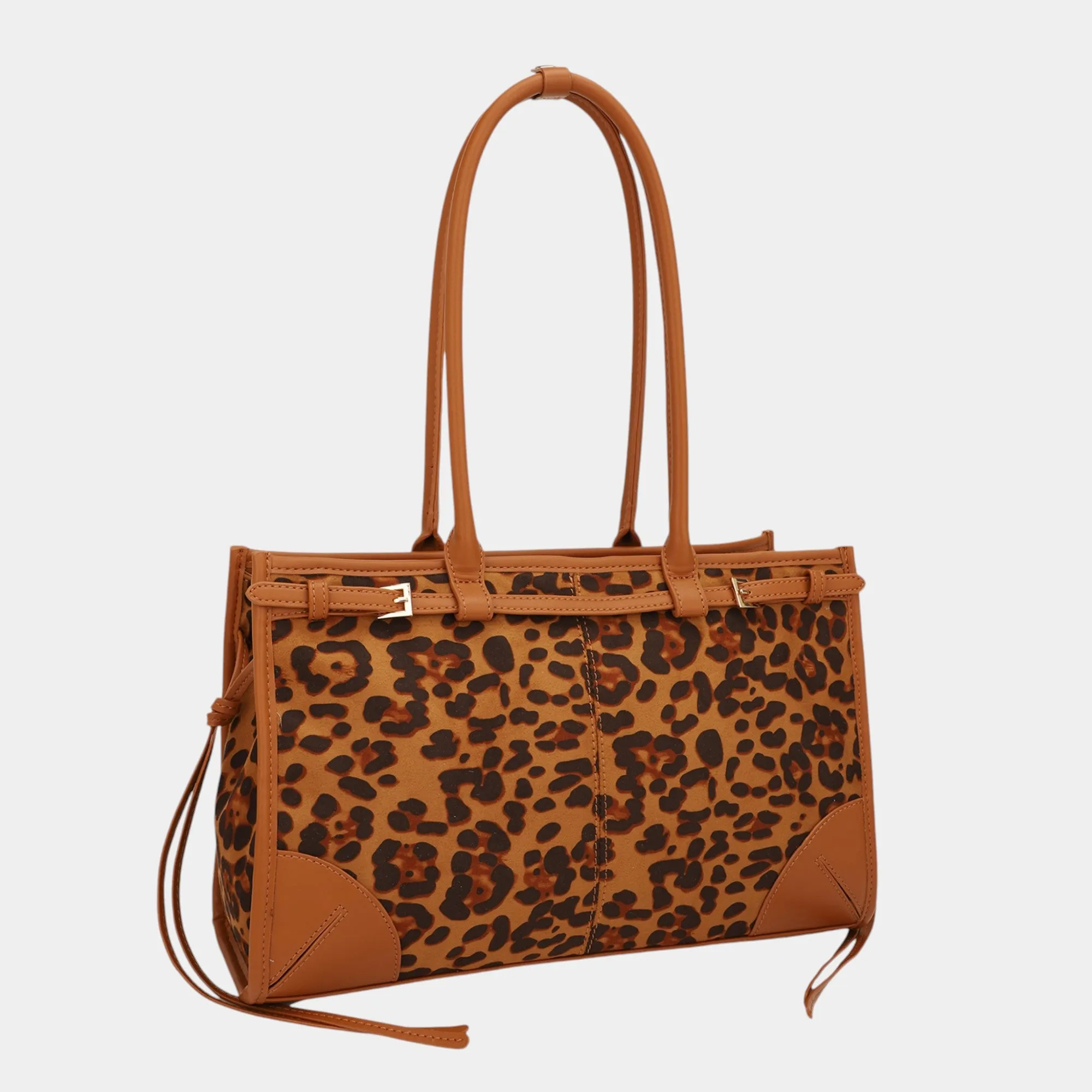Luxe Elegance Structured Suede and Vegan Leather Tote