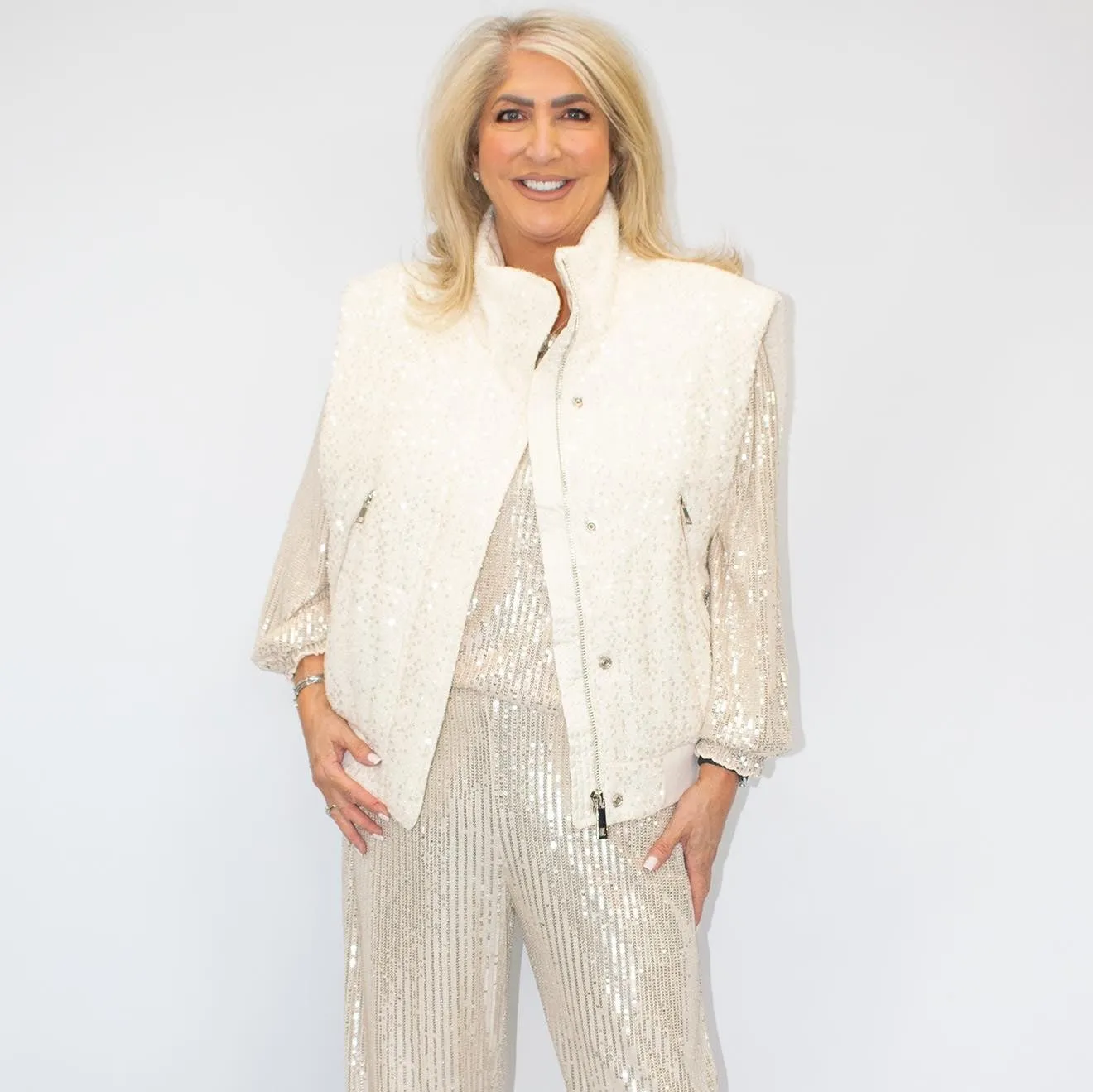 Malissa J Padded Sequin Jacket