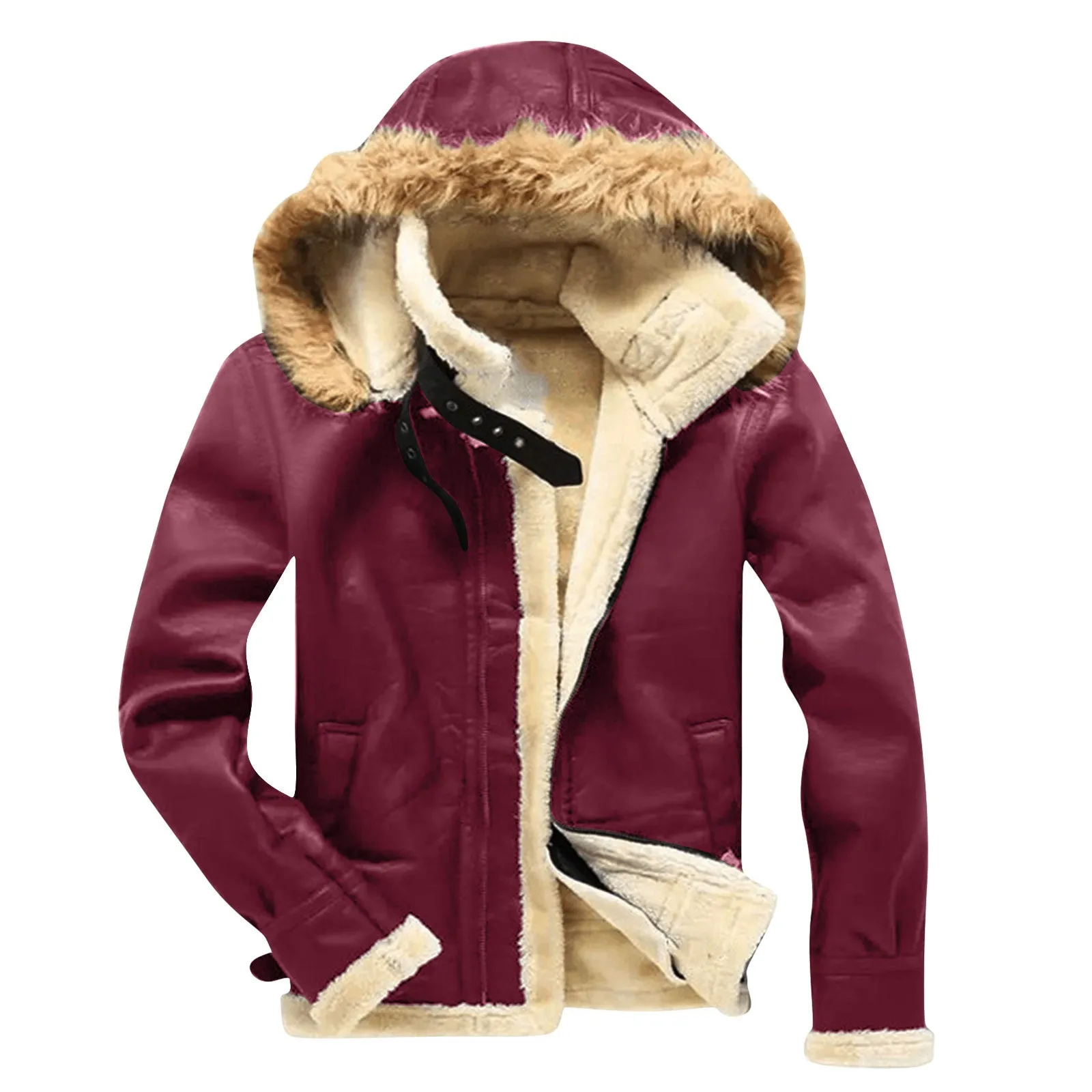 Men's Autumn Fashion Handsome Leather Jacket Winter New Fleece Plush Motorcycle Jacket Mens Sheepskin Fur Pilot Jackets Parka