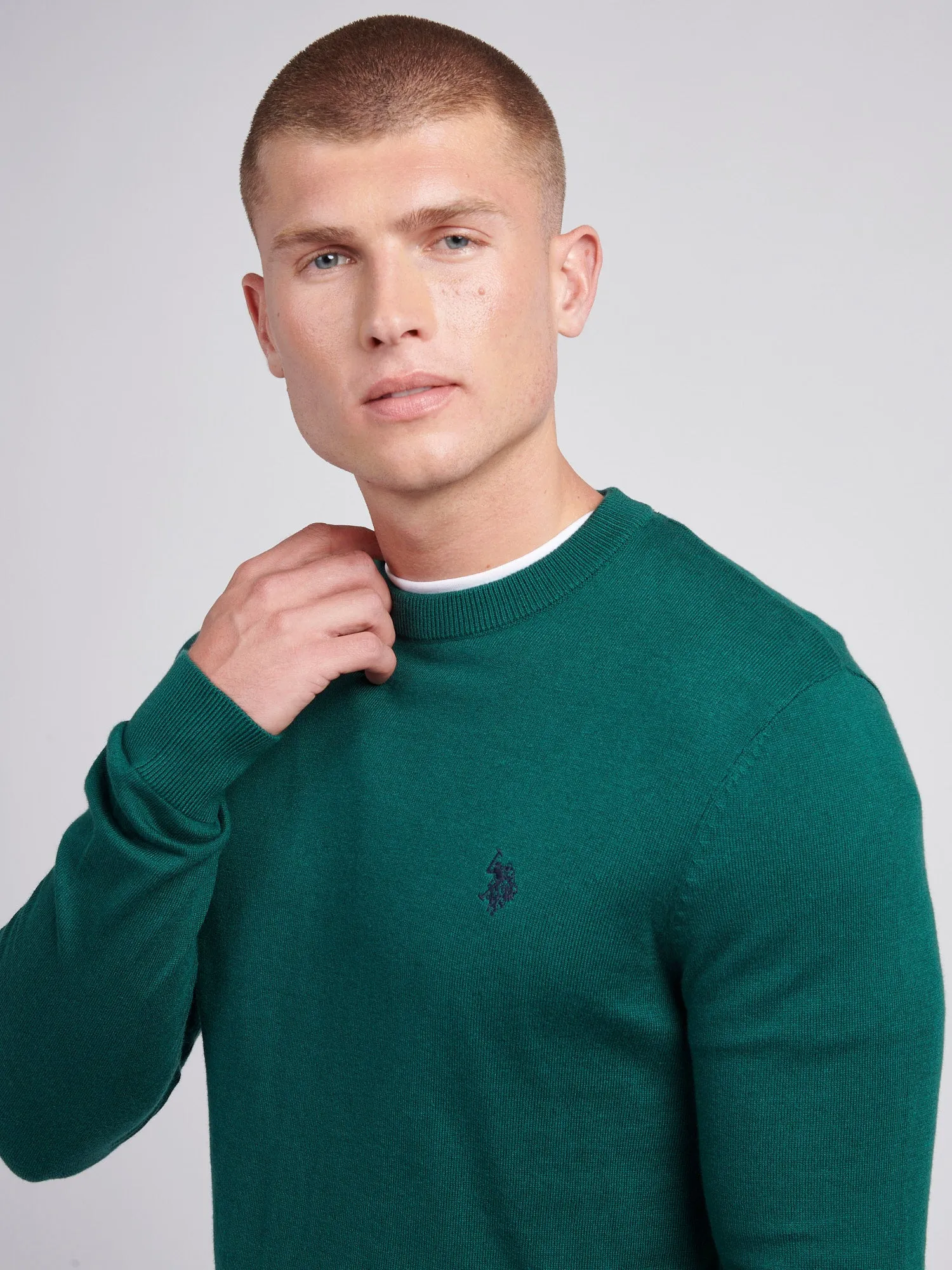 Mens Cotton Crewneck in Rain Forest