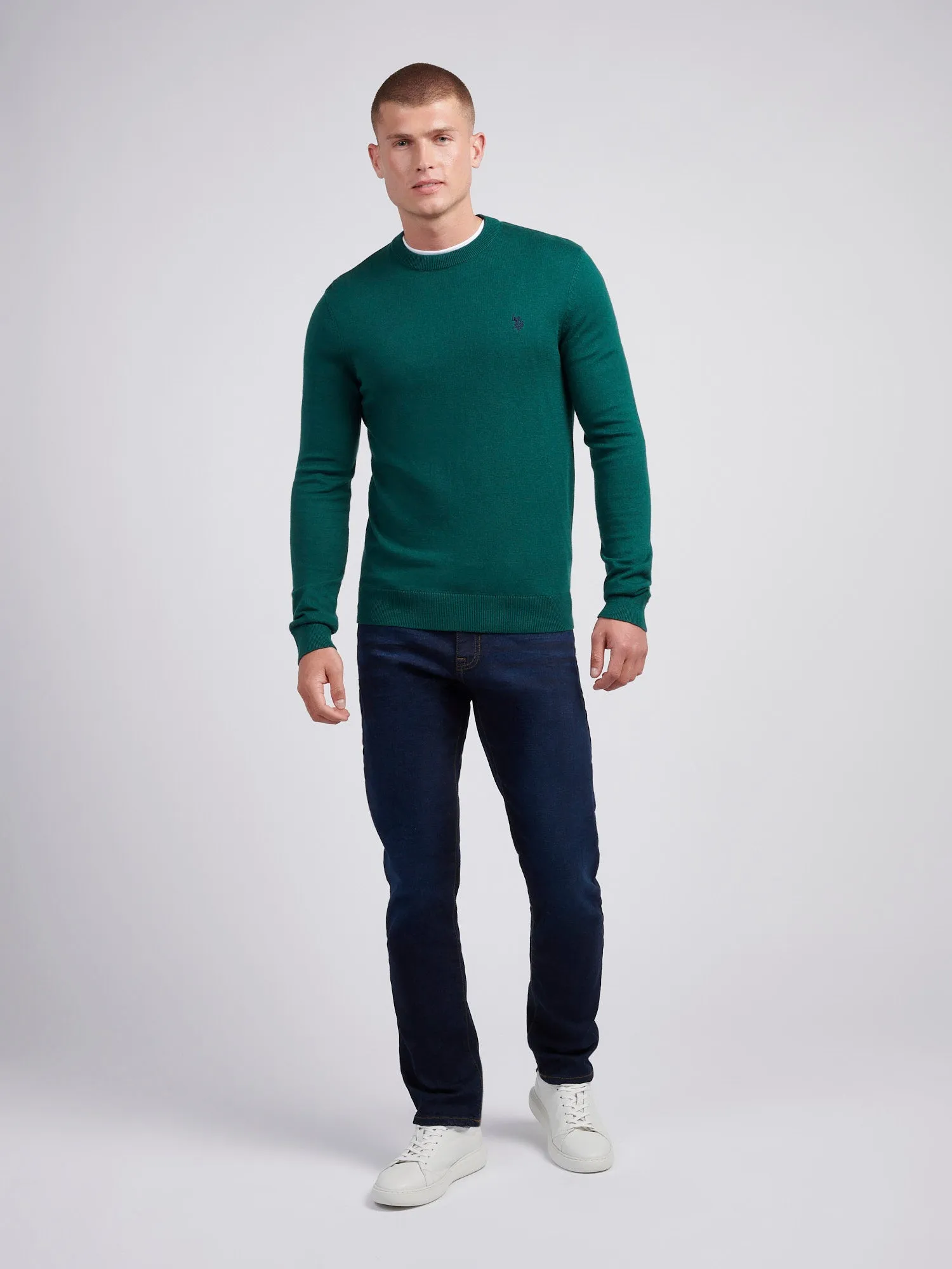 Mens Cotton Crewneck in Rain Forest