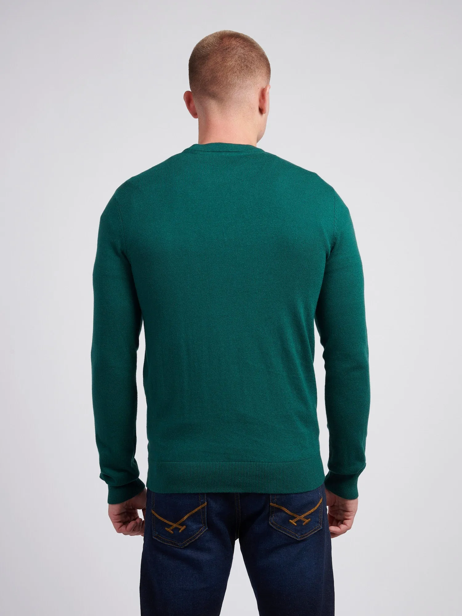 Mens Cotton Crewneck in Rain Forest