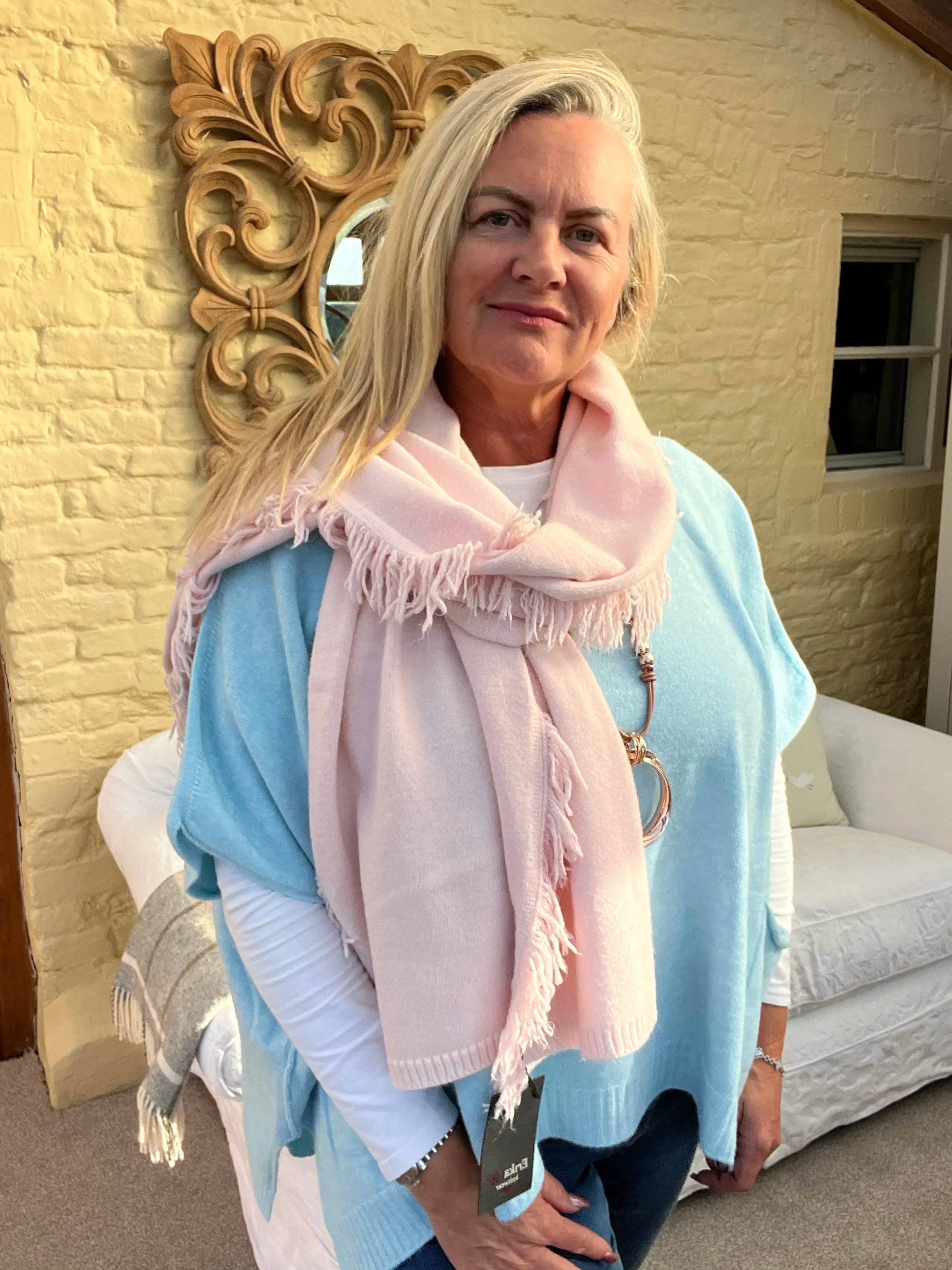 Milan V-Neck Batwing Short Sleeves Jumper Aqua