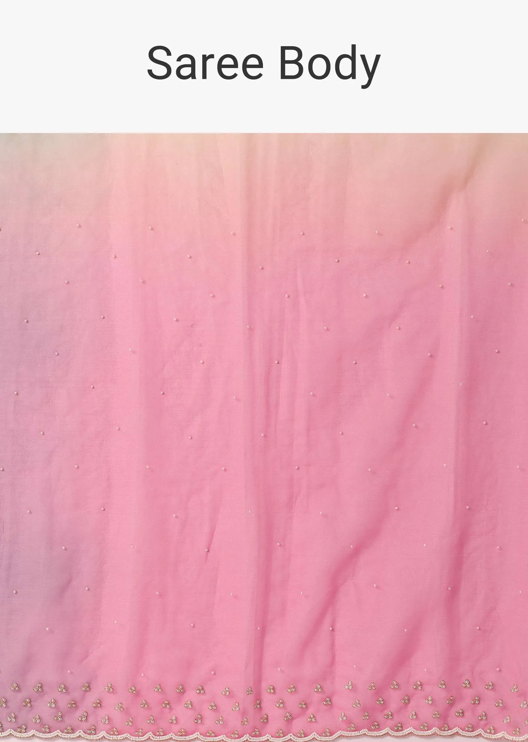 Multicolor Organza Ombre Saree With Scallop Border And Unstitched Blouse Piece