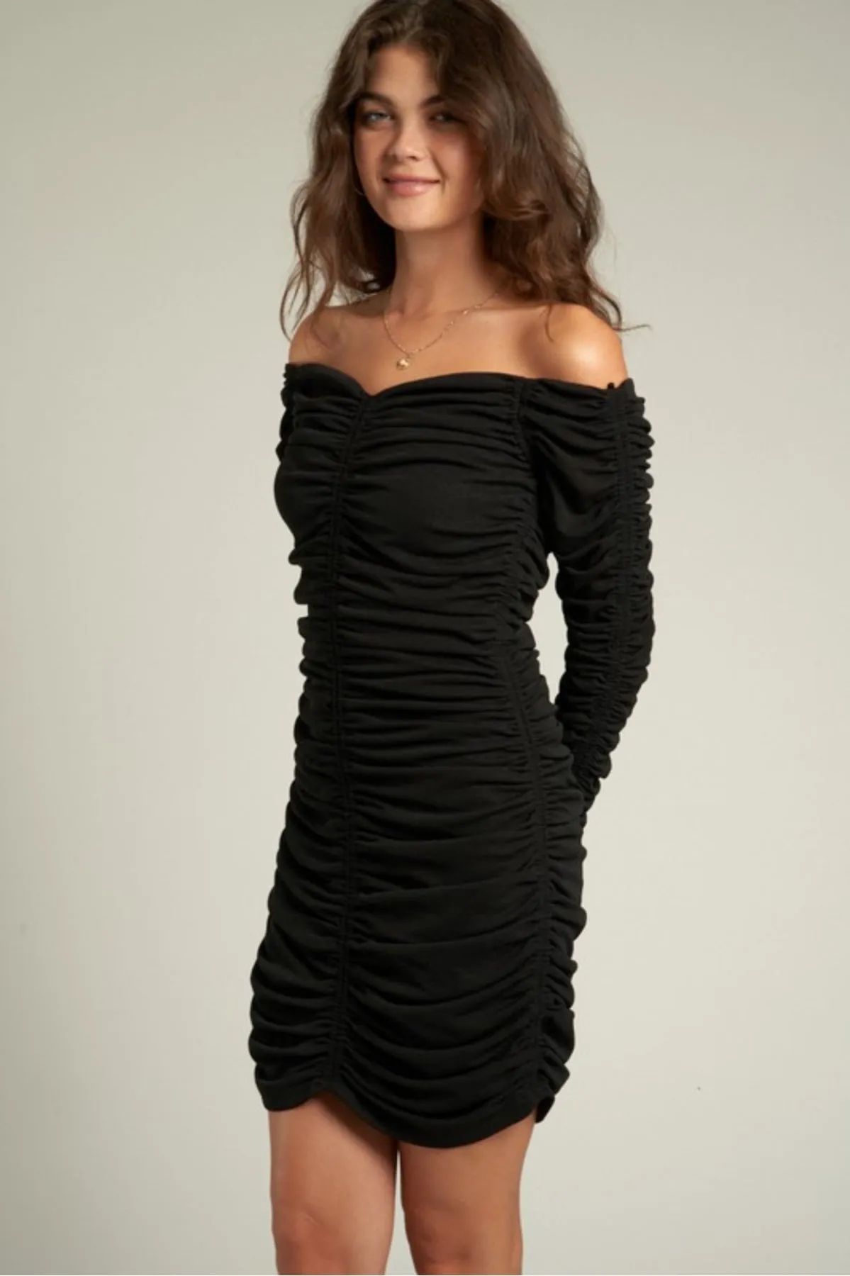 Off Shoulder Ruched Mini Dress