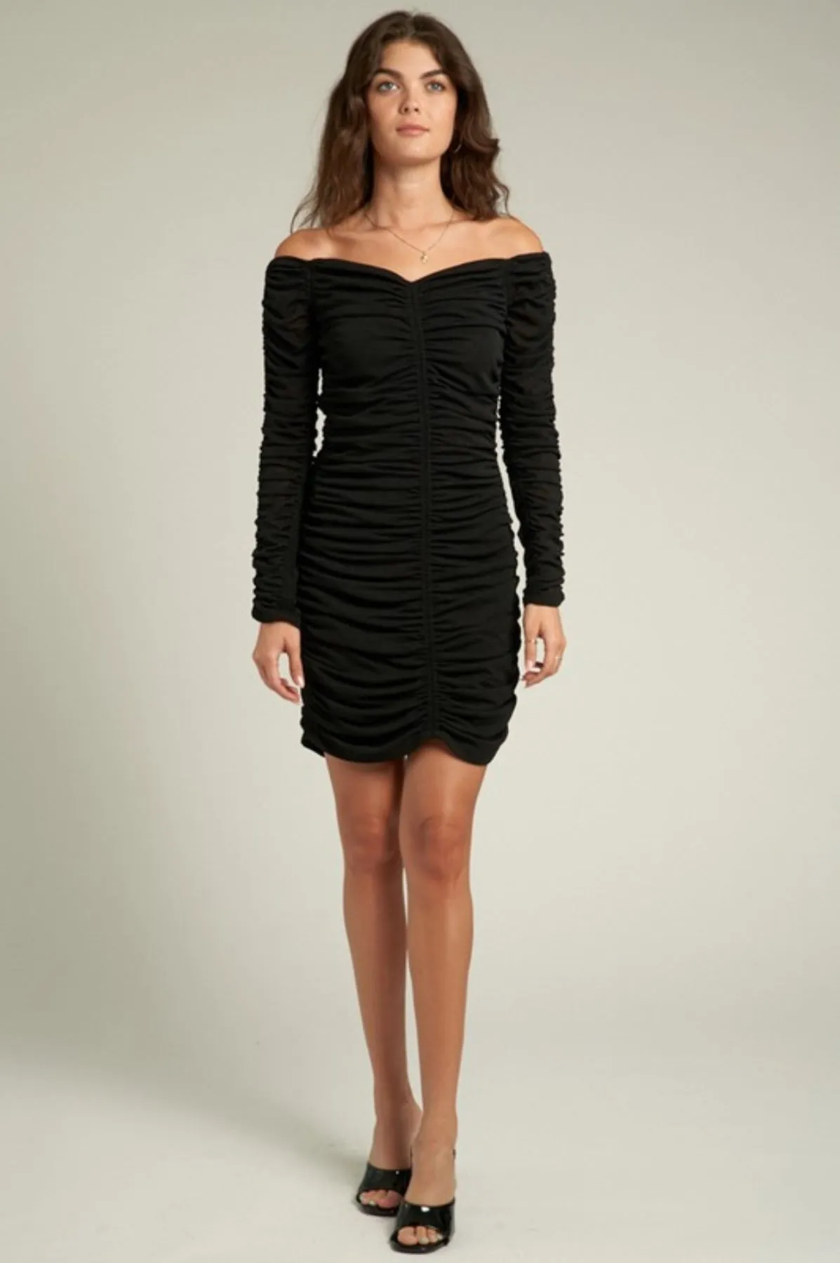 Off Shoulder Ruched Mini Dress