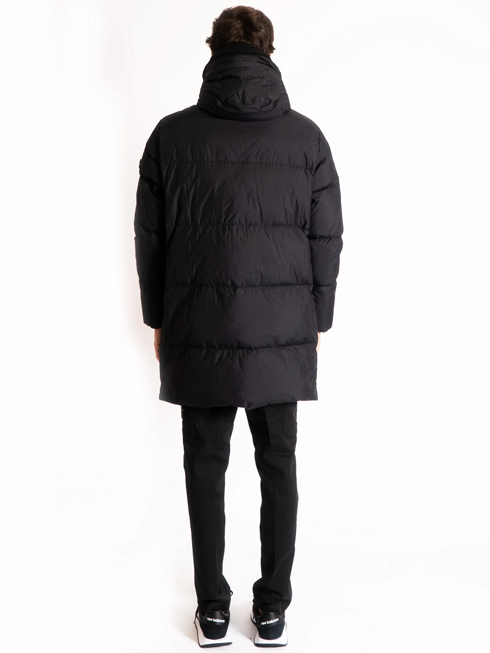 Parka Imbottito in Reps di Nylon Nero