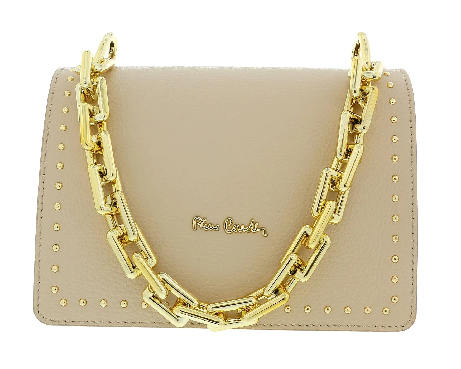 Pierre Cardin Beige Leather Medium Structured Acetate Strap Shoulder Bag
