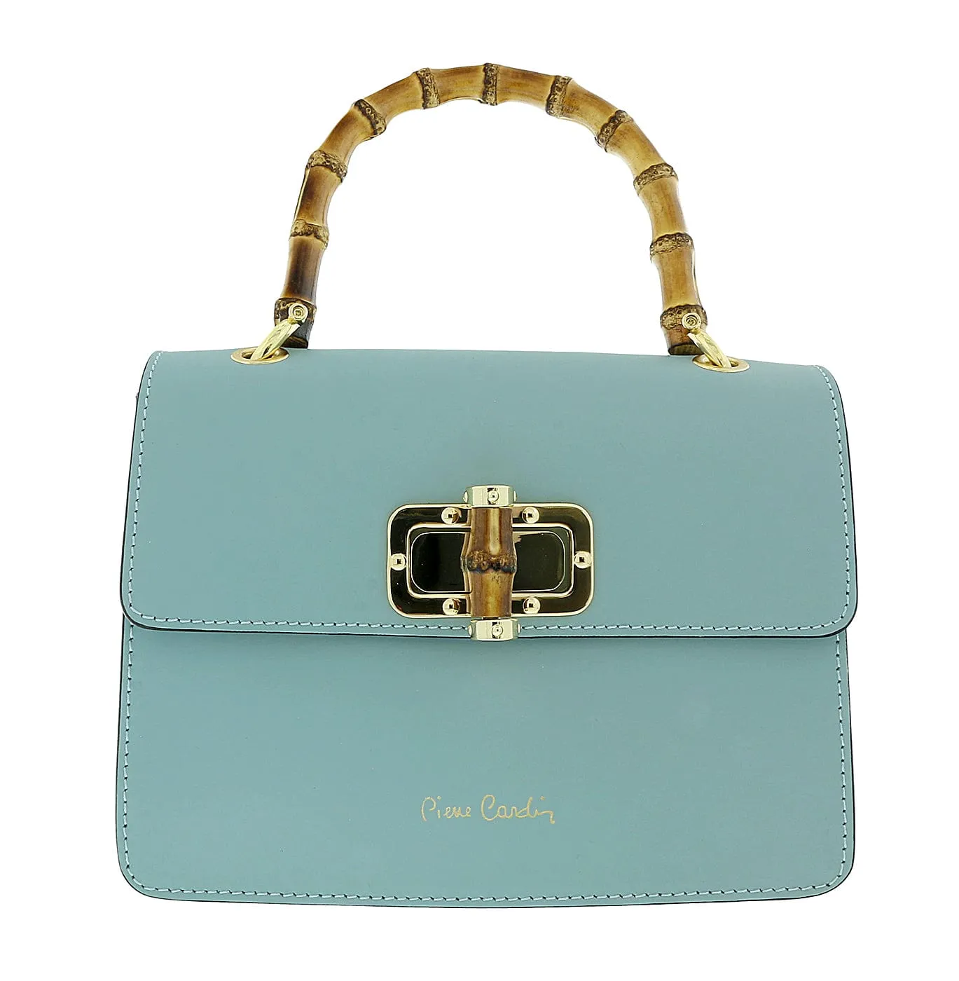 Pierre Cardin Light Blue Leather Vintage Structure Satchel Bag