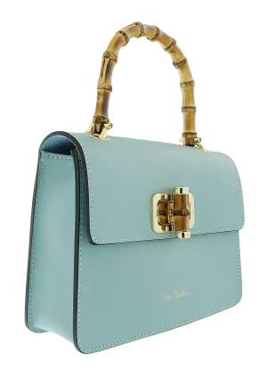 Pierre Cardin Light Blue Leather Vintage Structure Satchel Bag