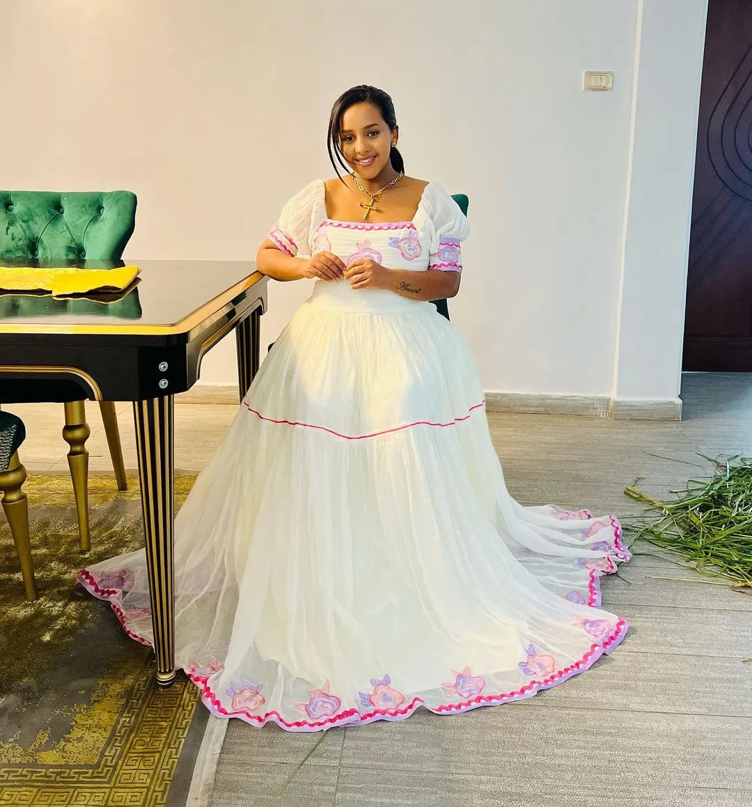 Pink Beauty Habesha Dress Modern Habesha Kemis Ethiopian Dress Style