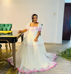 Pink Beauty Habesha Dress Modern Habesha Kemis Ethiopian Dress Style
