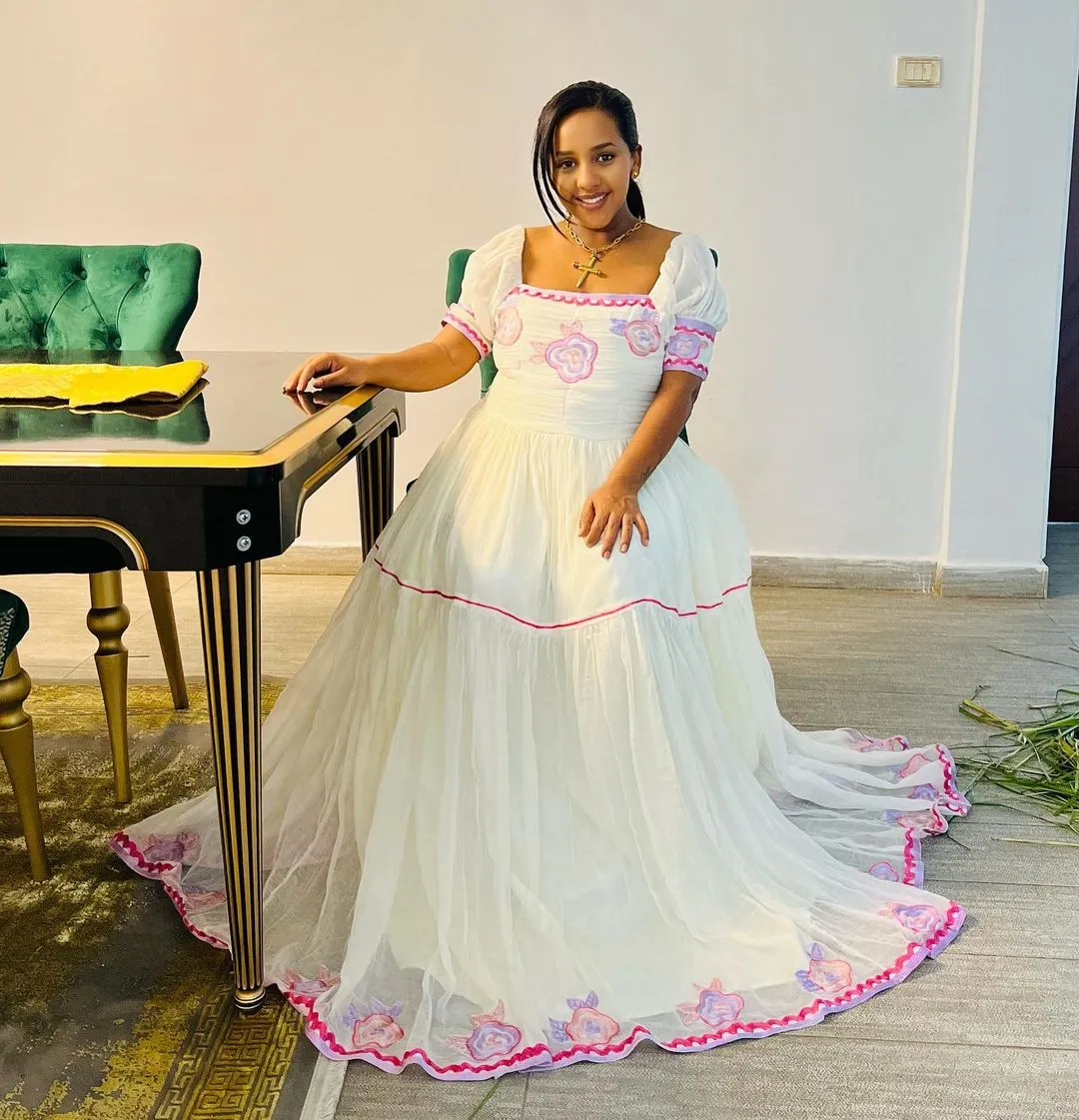 Pink Beauty Habesha Dress Modern Habesha Kemis Ethiopian Dress Style