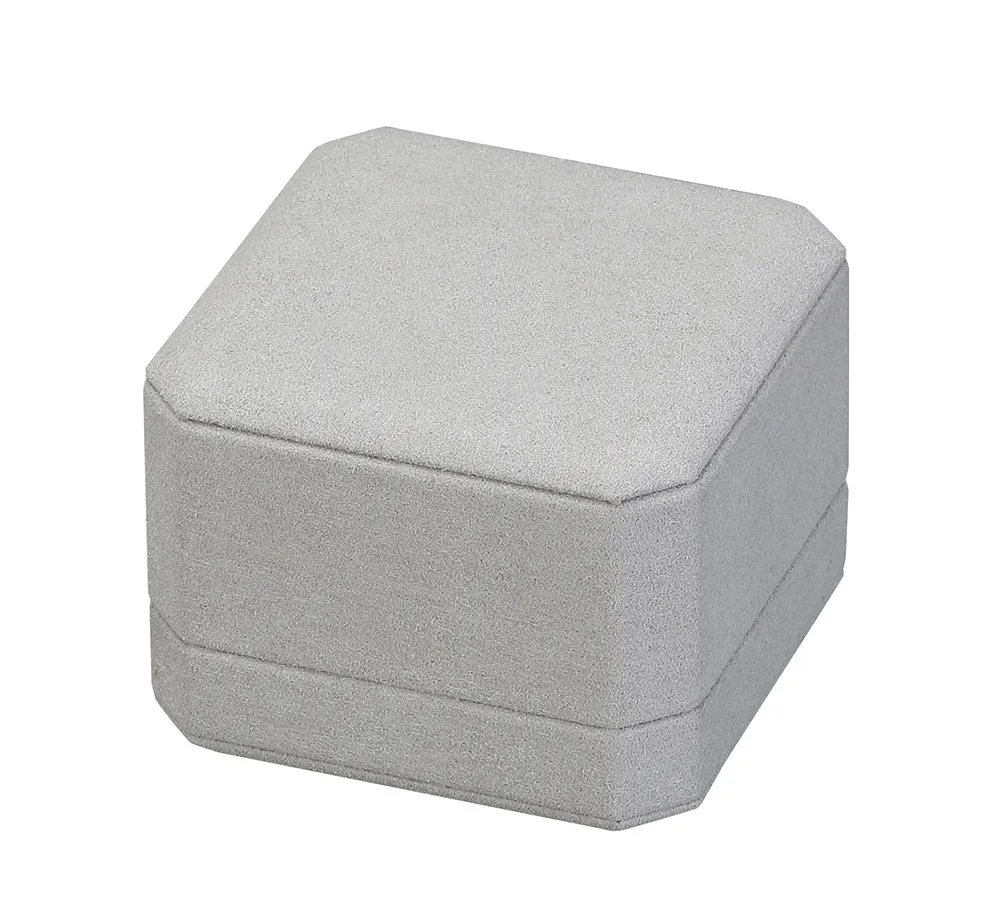 "Opulent" Ring Clip Box in Gray Microsuede