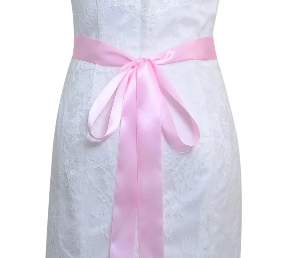 Rhinestones Bridal Belt with Ribbon Wedding Dress Belt Accessory