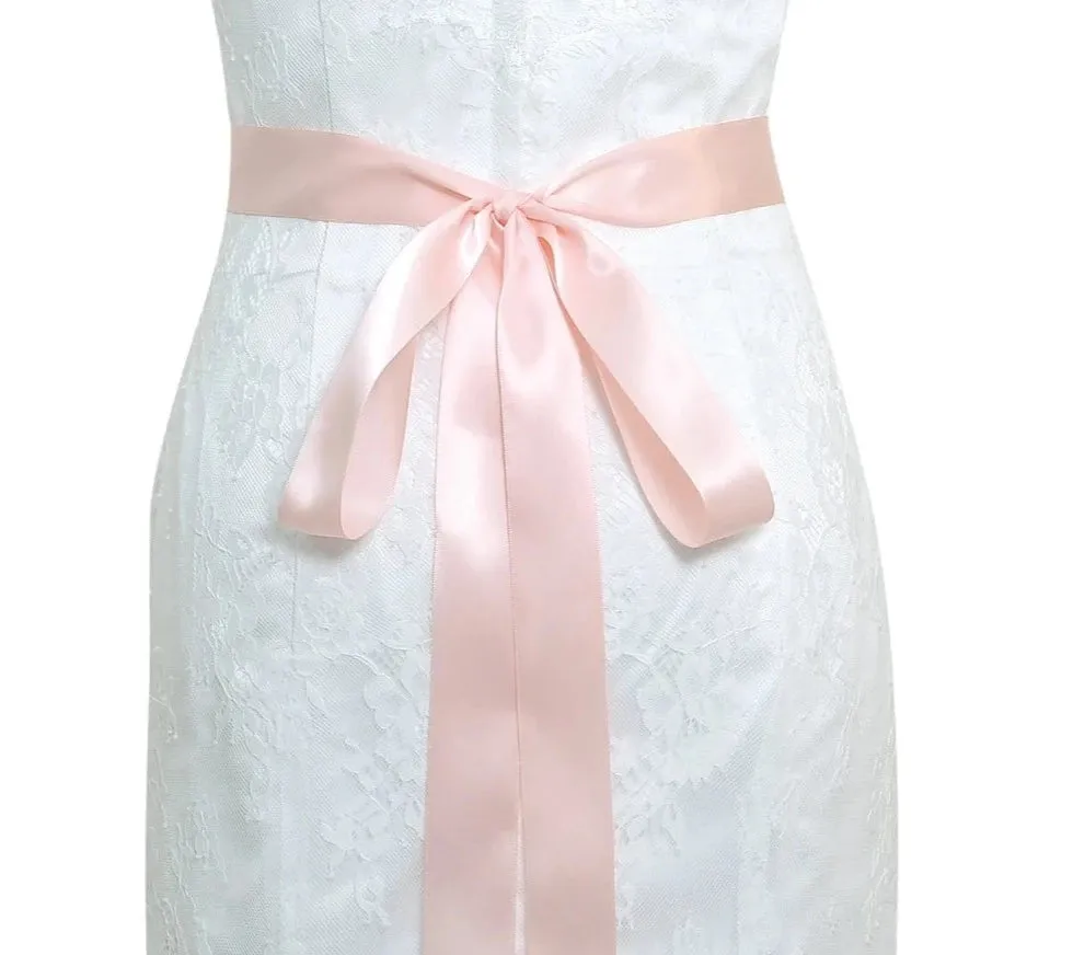 Rhinestones Bridal Belt with Ribbon Wedding Dress Belt Accessory