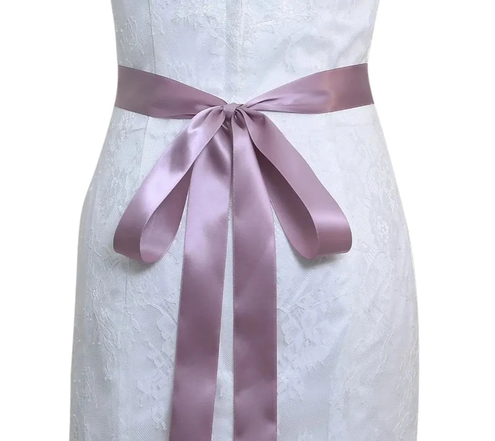 Rhinestones Bridal Belt with Ribbon Wedding Dress Belt Accessory