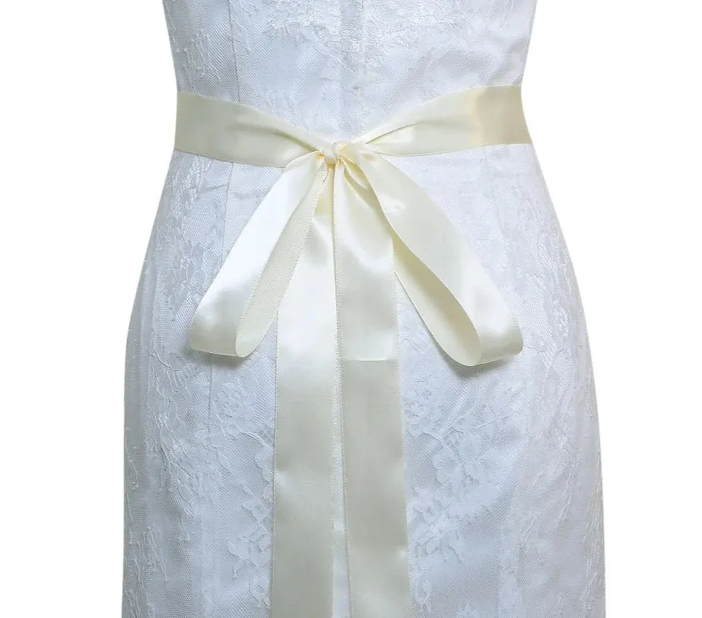 Rhinestones Bridal Belt with Ribbon Wedding Dress Belt Accessory