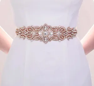Rhinestones Bridal Belt with Ribbon Wedding Dress Belt Accessory