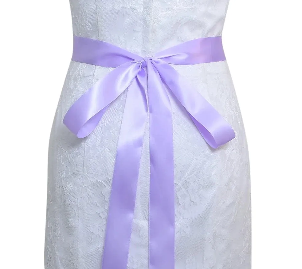 Rhinestones Bridal Belt with Ribbon Wedding Dress Belt Accessory