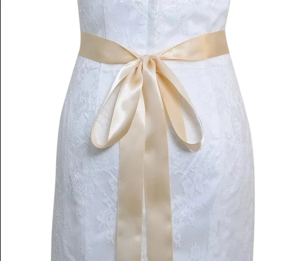 Rhinestones Bridal Belt with Ribbon Wedding Dress Belt Accessory