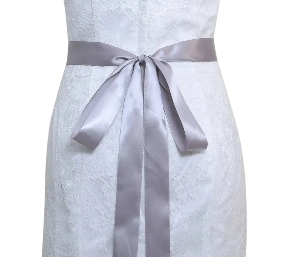Rhinestones Bridal Belt with Ribbon Wedding Dress Belt Accessory
