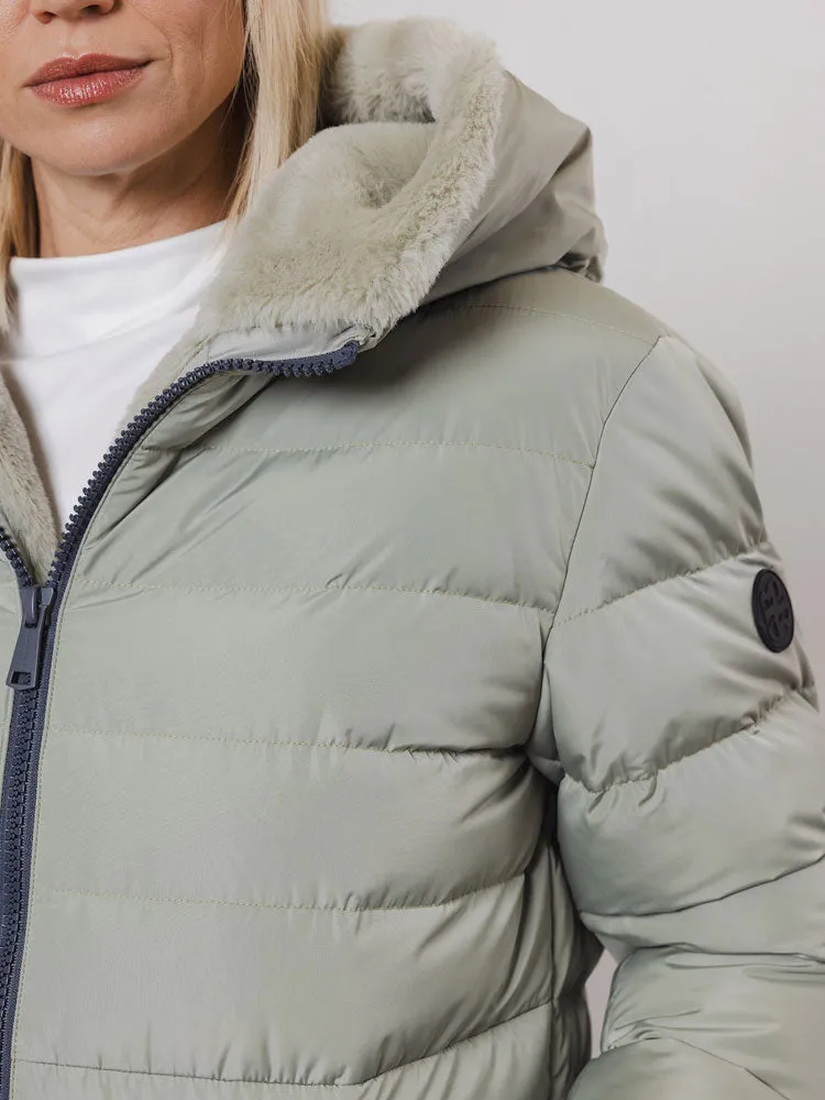 Rino & Pelle Keilafur Long Hooded Coat Artichoke