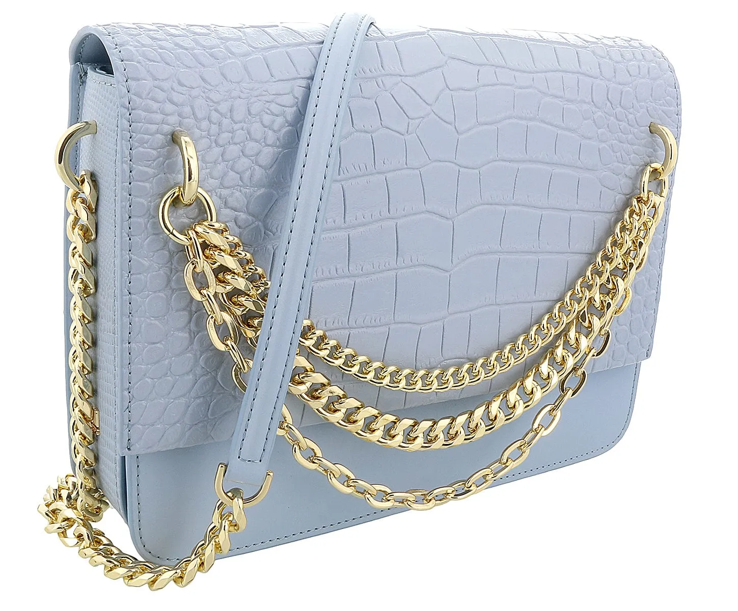 Roberto Cavalli Class Light Blue Large Milano Shoulder Bag