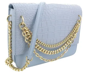 Roberto Cavalli Class Light Blue Large Milano Shoulder Bag