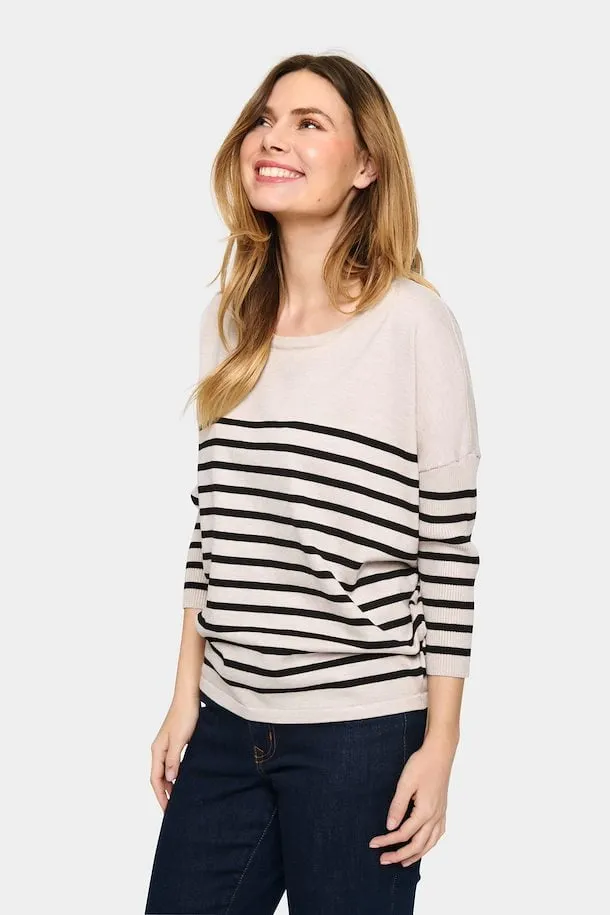Saint Tropez Mila Roundneck Pullover in Gray Morn Mila Stripe