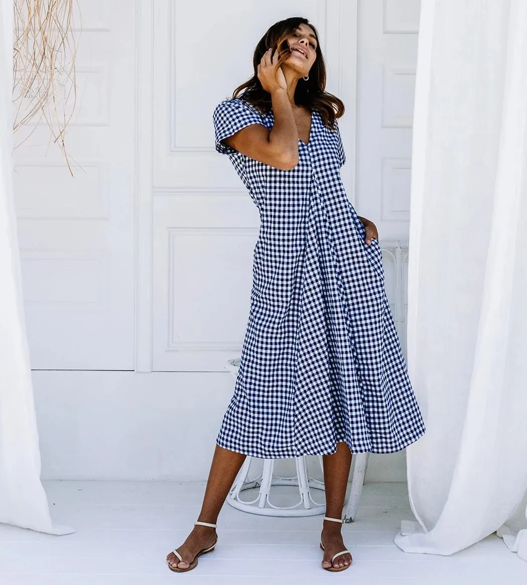 SALE Lulu Dress - Navy Gingham