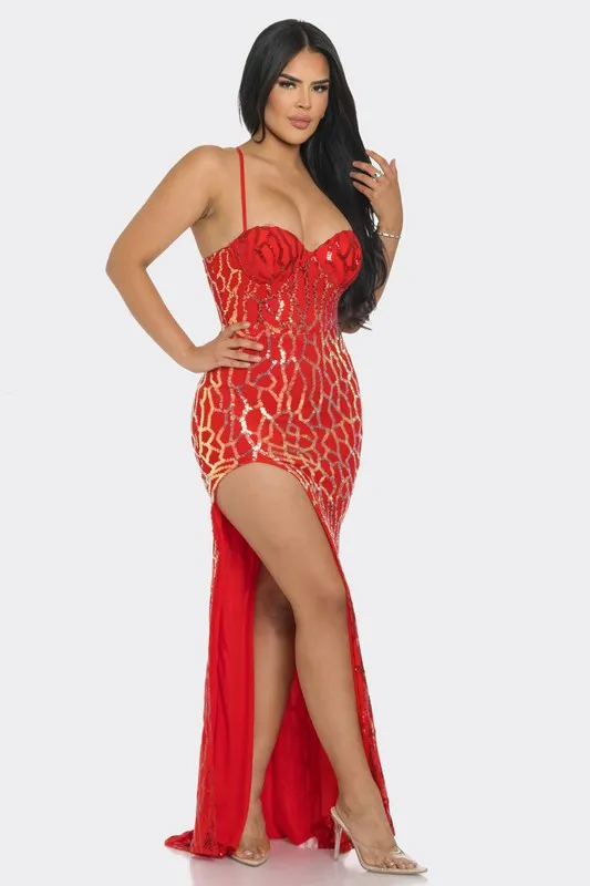 Sequin Side Cutout Maxi Dress | Glamorous (C25)