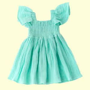 Shade Critters Mint Flutter Sleeve Smocked Gauze Dress