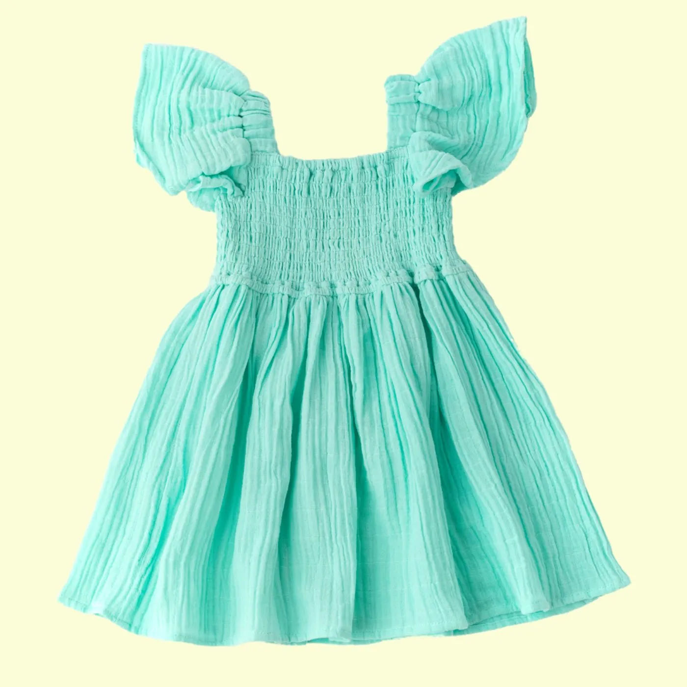 Shade Critters Mint Flutter Sleeve Smocked Gauze Dress
