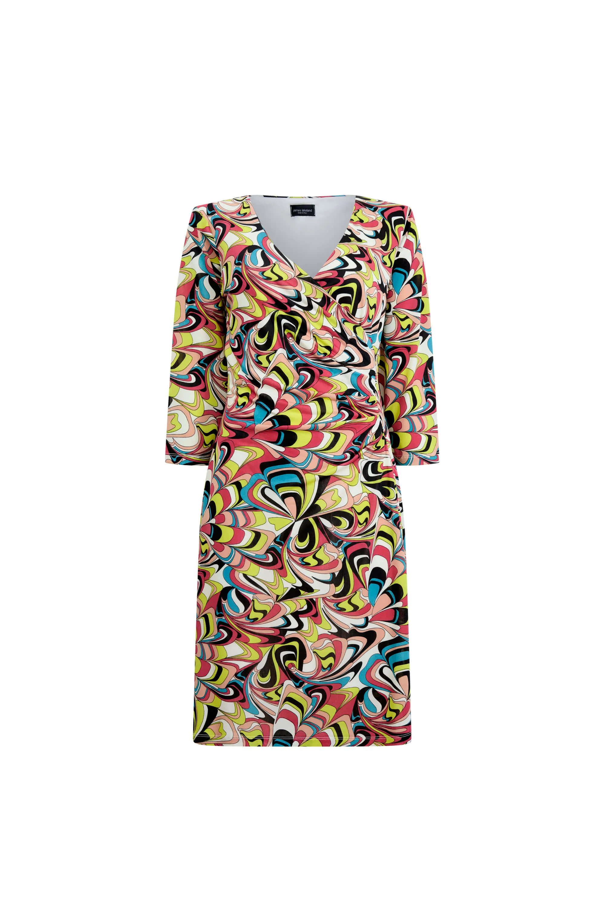 Side Ruched Printed Midi Dress