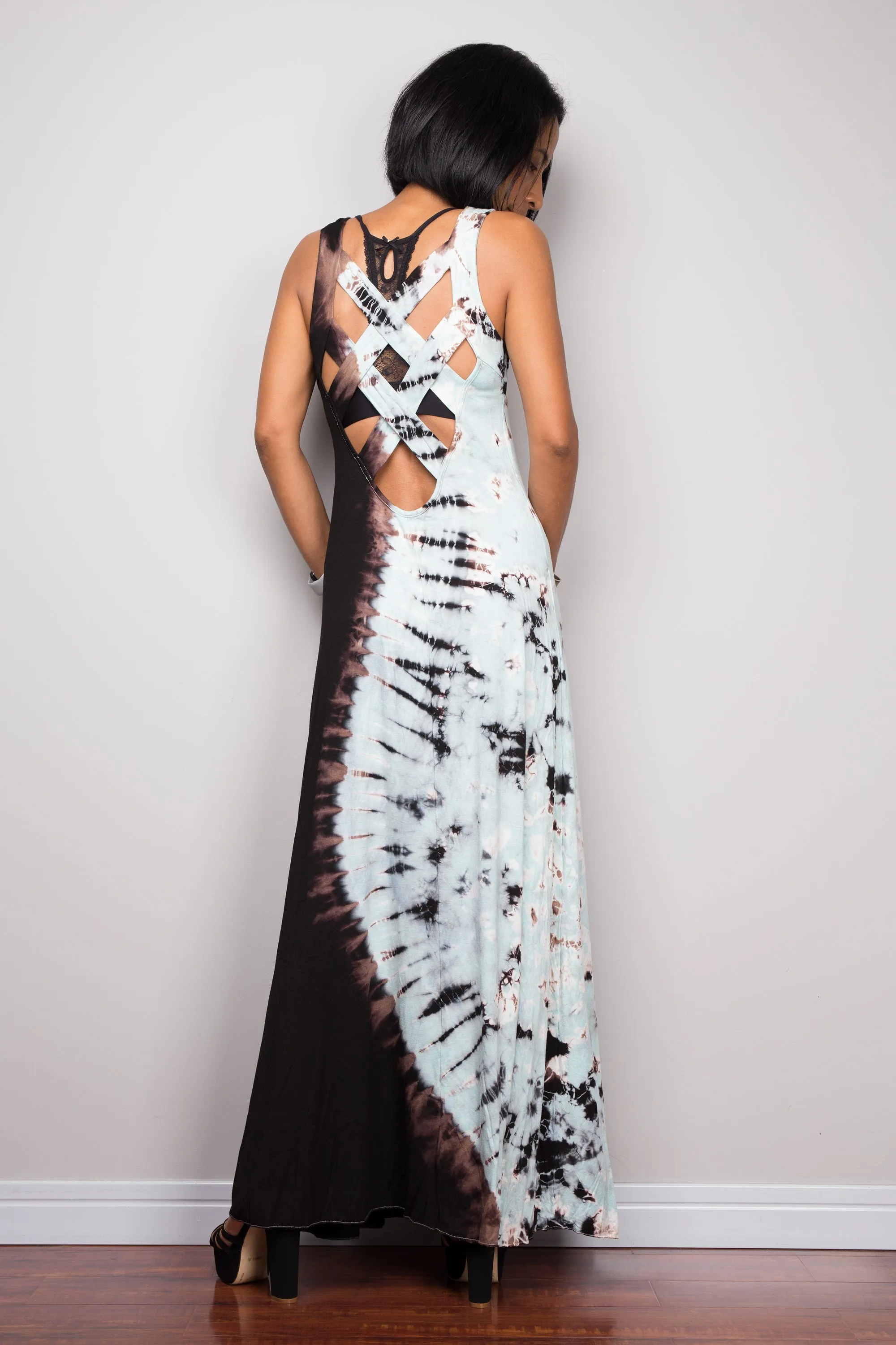 Sleeveless Tie Dye Maxi Dress