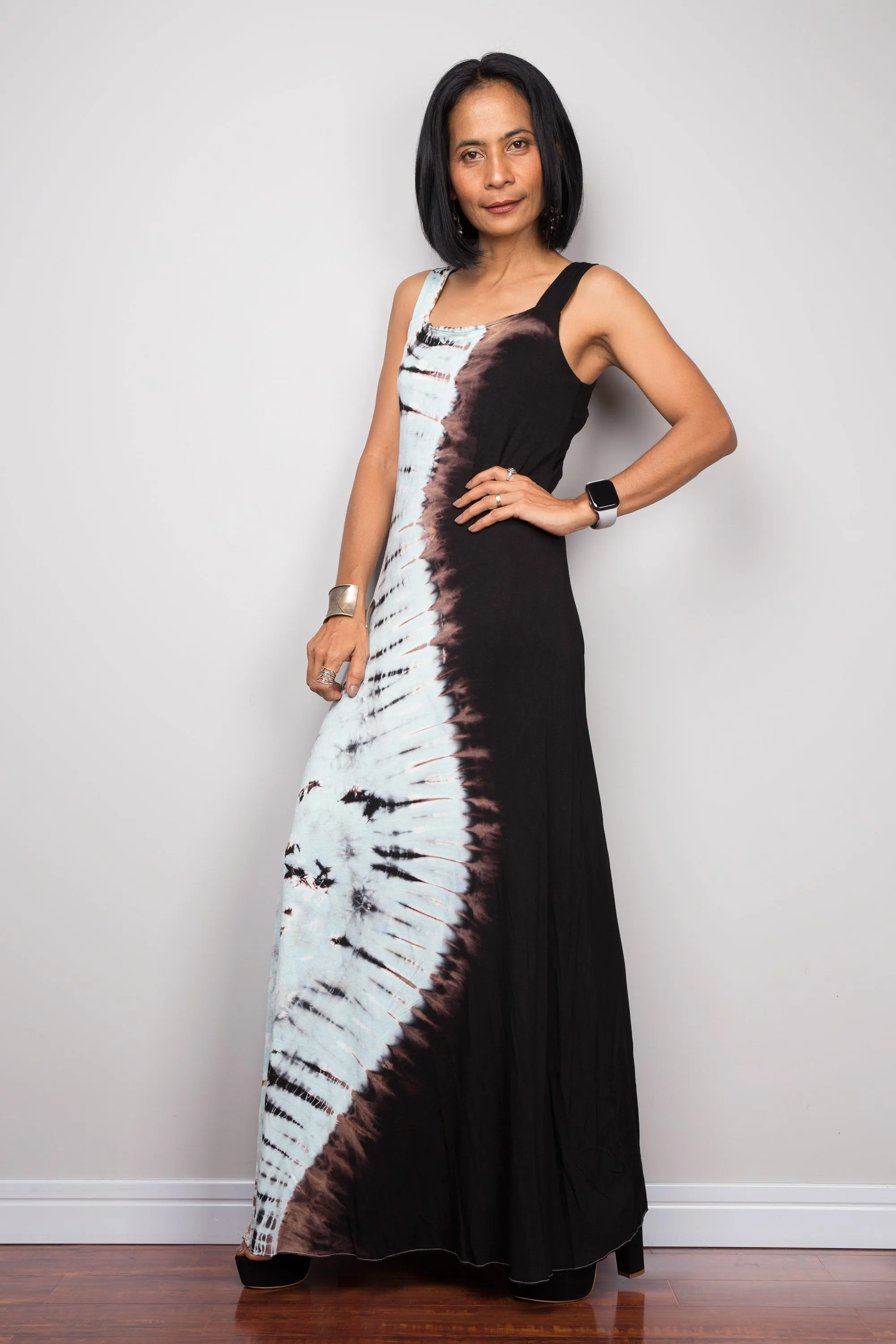 Sleeveless Tie Dye Maxi Dress