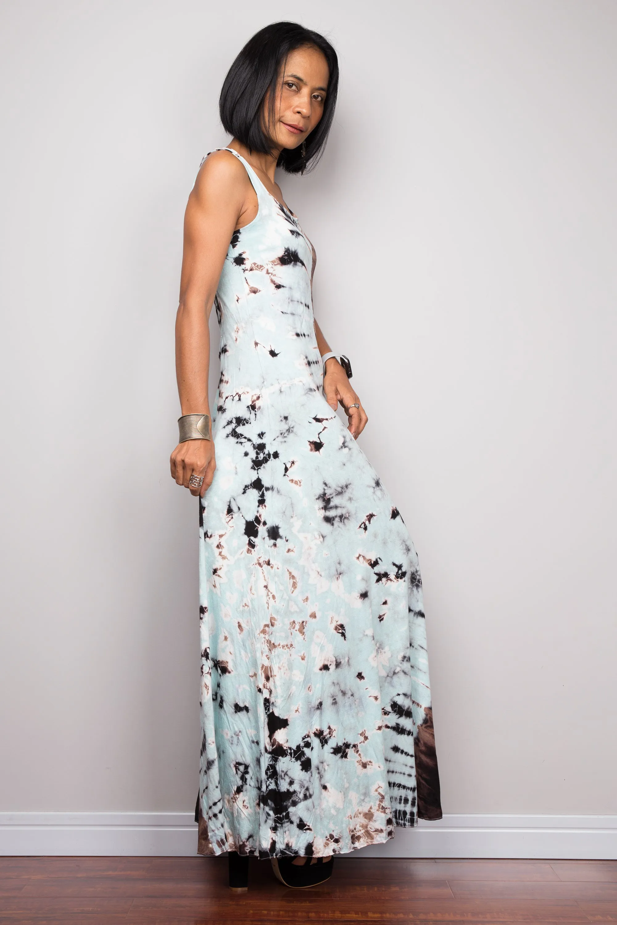 Sleeveless Tie Dye Maxi Dress