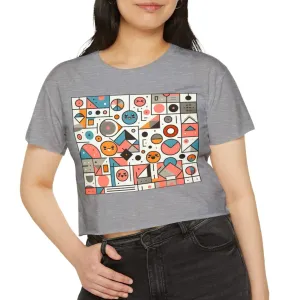 Smily face anime modern art design - Cute crop tee