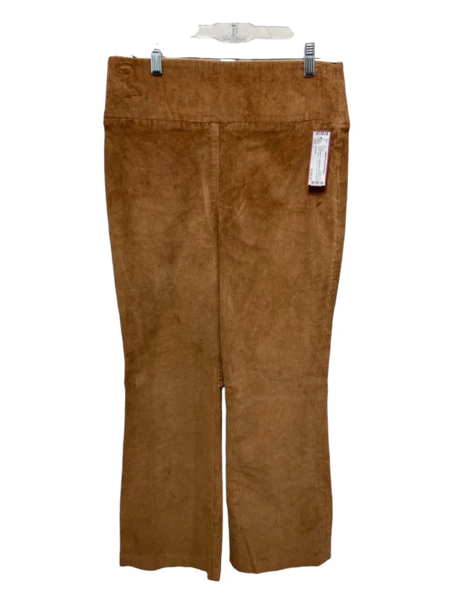 SPRWMN Size L Camel Brown Cotton Blend Corduroy Elastic Waist Cropped Pants