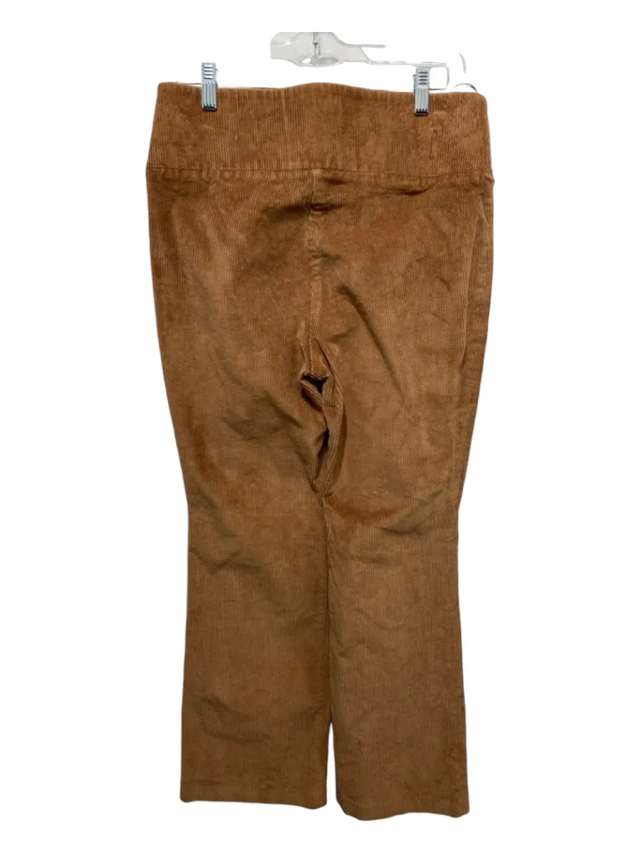 SPRWMN Size L Camel Brown Cotton Blend Corduroy Elastic Waist Cropped Pants