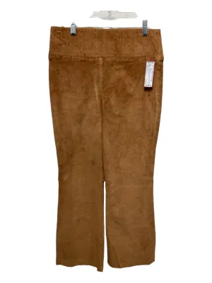 SPRWMN Size L Camel Brown Cotton Blend Corduroy Elastic Waist Cropped Pants