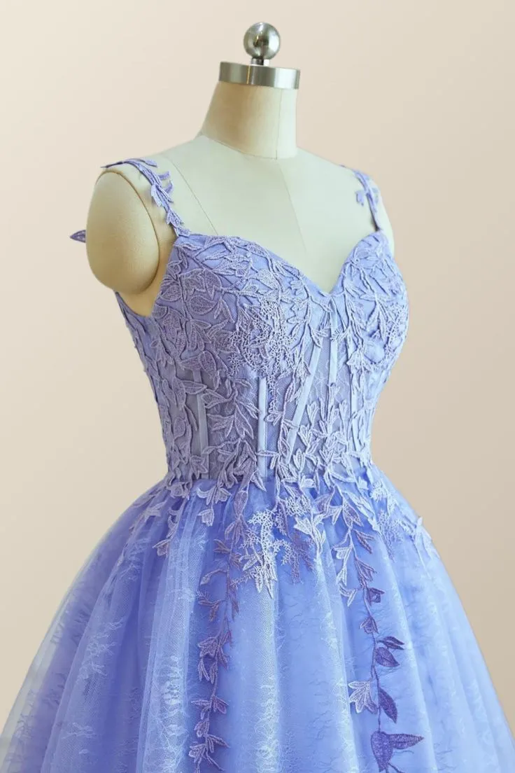 Straps Lace Appliques A-line Short Prom Dress      fg5929